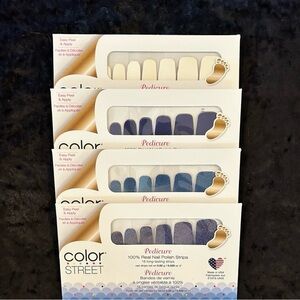 Color Street Pedicure Nail Strips in White and Blue Tones